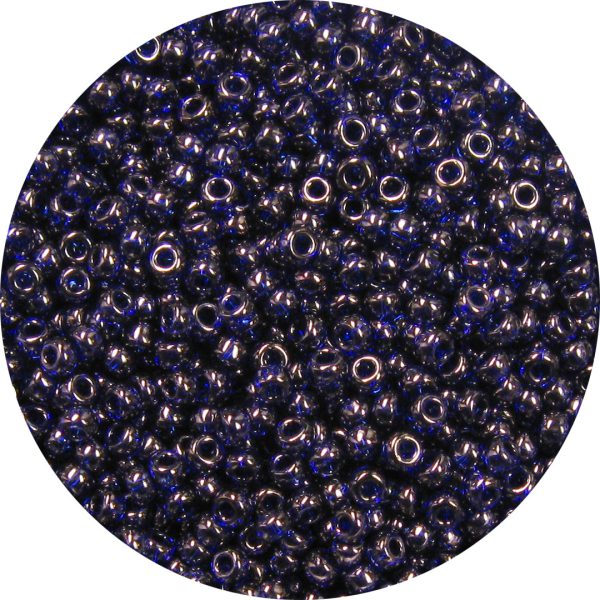 11/0 Japanese Seed Bead, Transparent Gold Luster Cobalt Blue