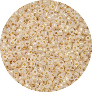 11/0 Japanese Seed Bead, Pure 24K Gold Lined Waxy Alabaster