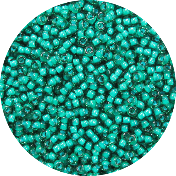 11-0 Two Tone Lined Emerald Green-White Japanese Seed Bead