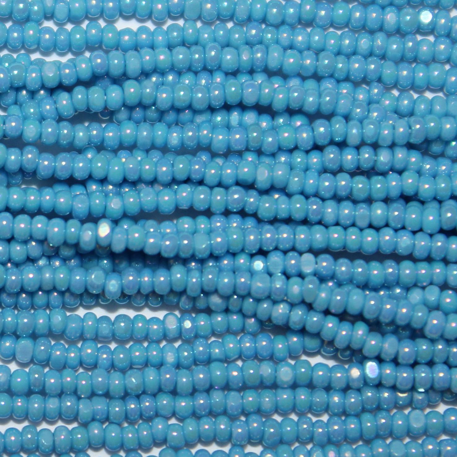 Indian Glass Beads Light Blue Opaque Round 8mm