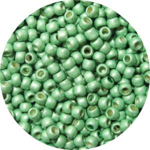 Japanese Seed Bead, PermaFinish Frosted Metallic Lime Green