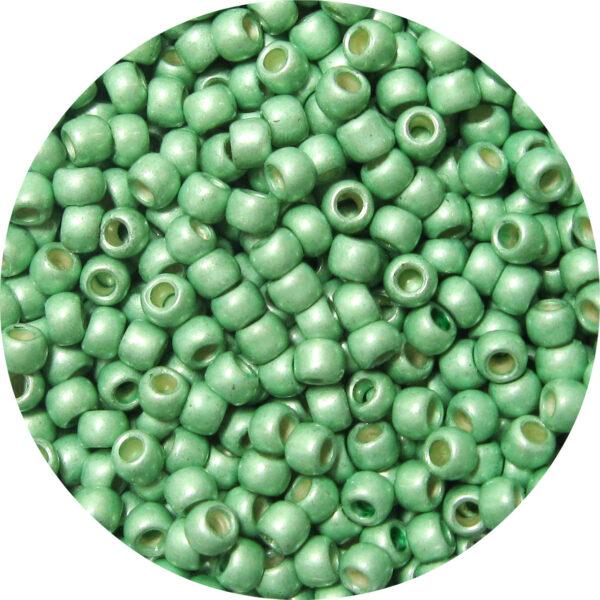 Japanese Seed Bead, PermaFinish Frosted Metallic Lime Green