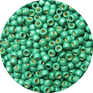 Japanese Seed Bead, PermaFinish Frosted Metallic Emerald