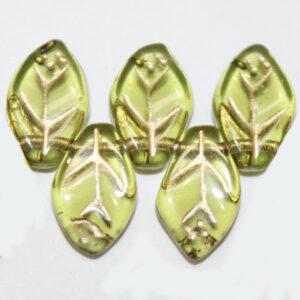 7x12mm Leaves Olivine with Gold Veins