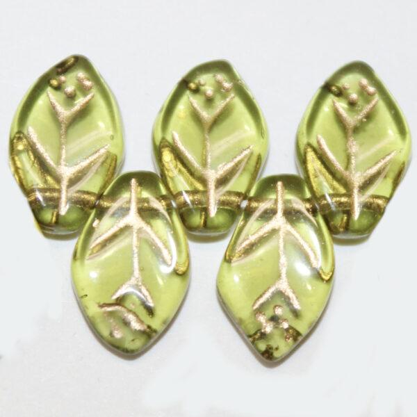 7x12mm Leaves Olivine with Gold Veins