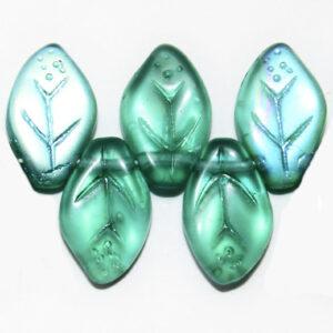 7x12mm Leaves Frosted Emerald AB