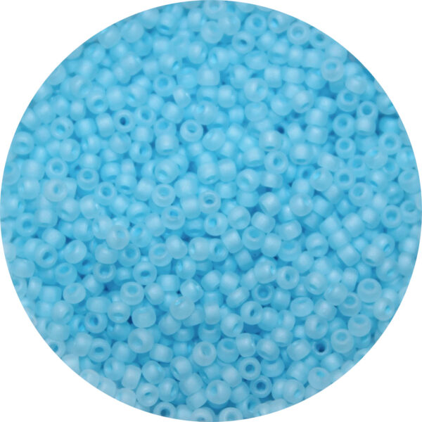 11/0 Japanese Frosted Neon Aqua Blue Lined Crystal