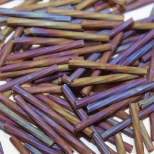 25mm Czech Glass Twist Bugle Bead Frosted Transparent Smoke Topaz AB