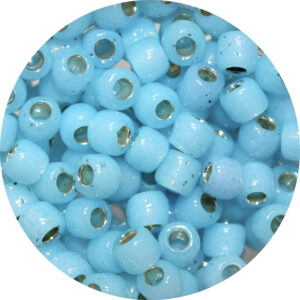 3/0 Toho Japanese Seed Bead Gilt (Gold) Lined Waxy Aqua Blue