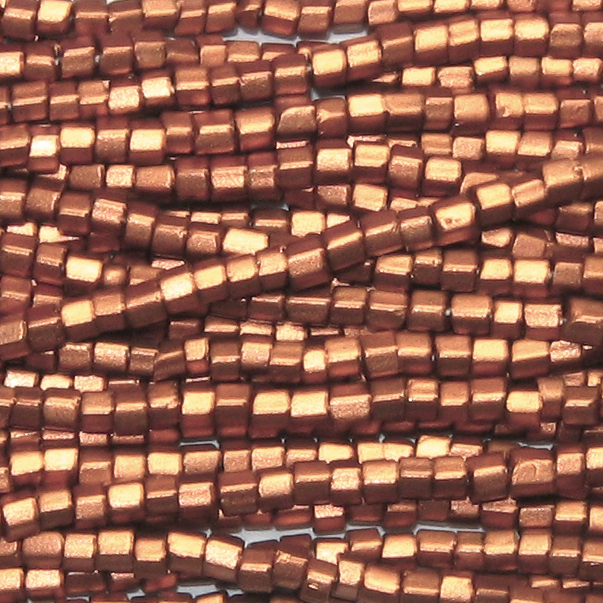 11/0 Czech 2 cut Frosted Metallic Light Copper Supra Pearl