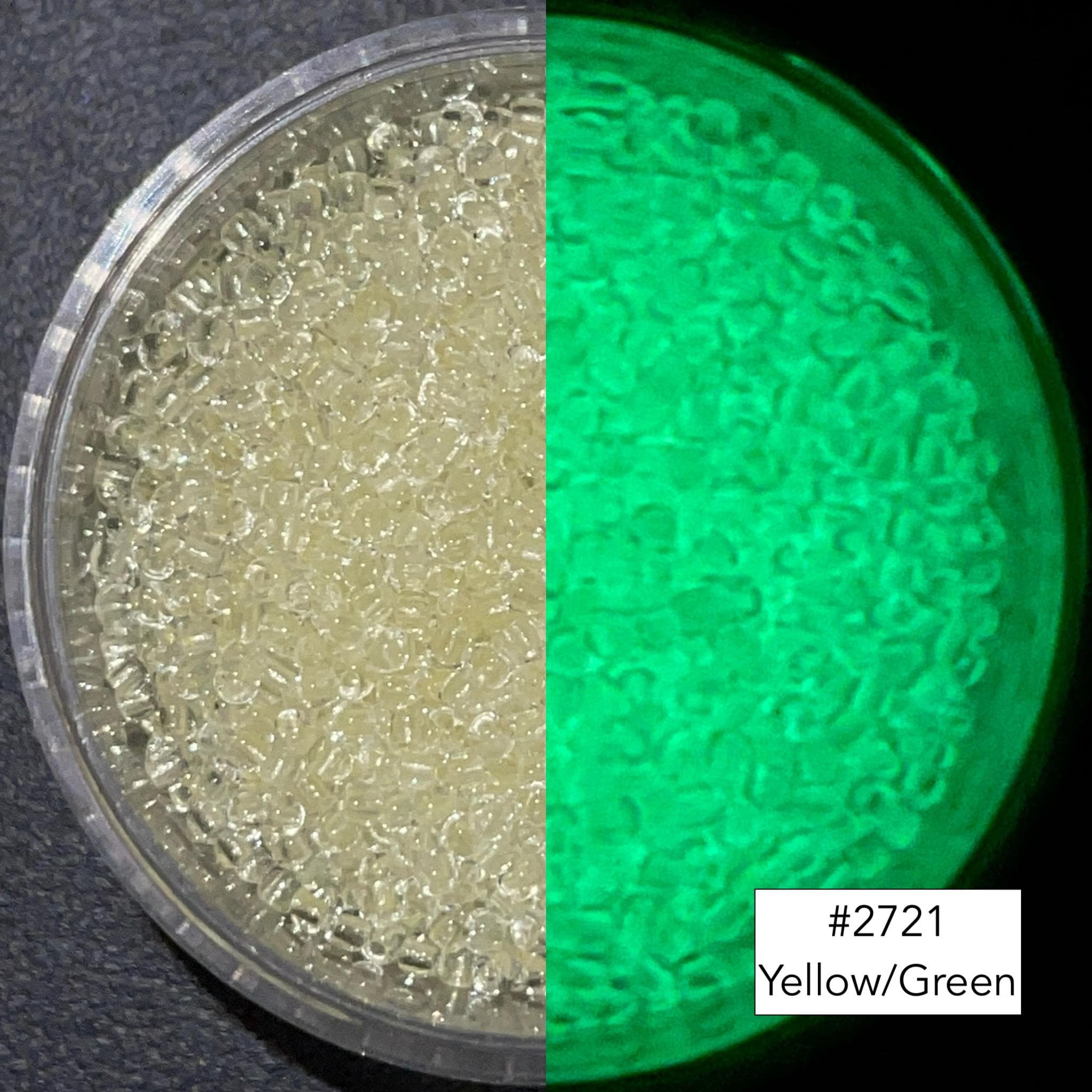 Japanese Toho Seed Bead Glow in the Dark Yellow glows Green