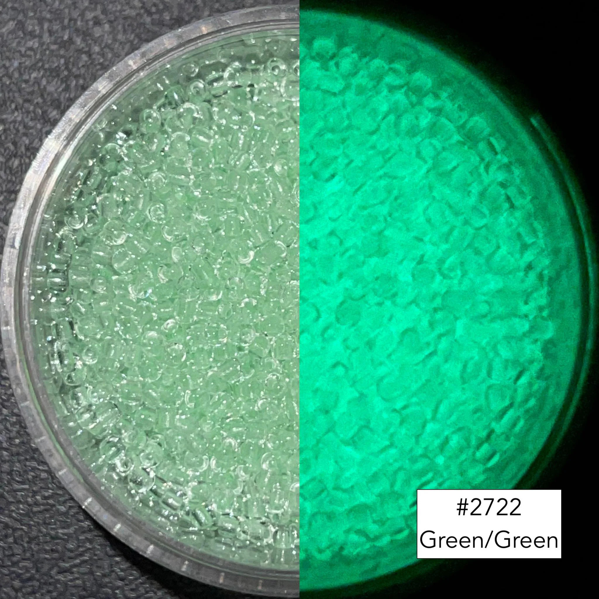 Japanese Toho Seed Bead Glow in the Dark Green glows Green