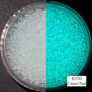 Japanese Toho Seed Bead Glow in the Dark Cream glows Teal