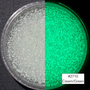 Japanese Toho Seed Bead Glow in the Dark Cream glows Green