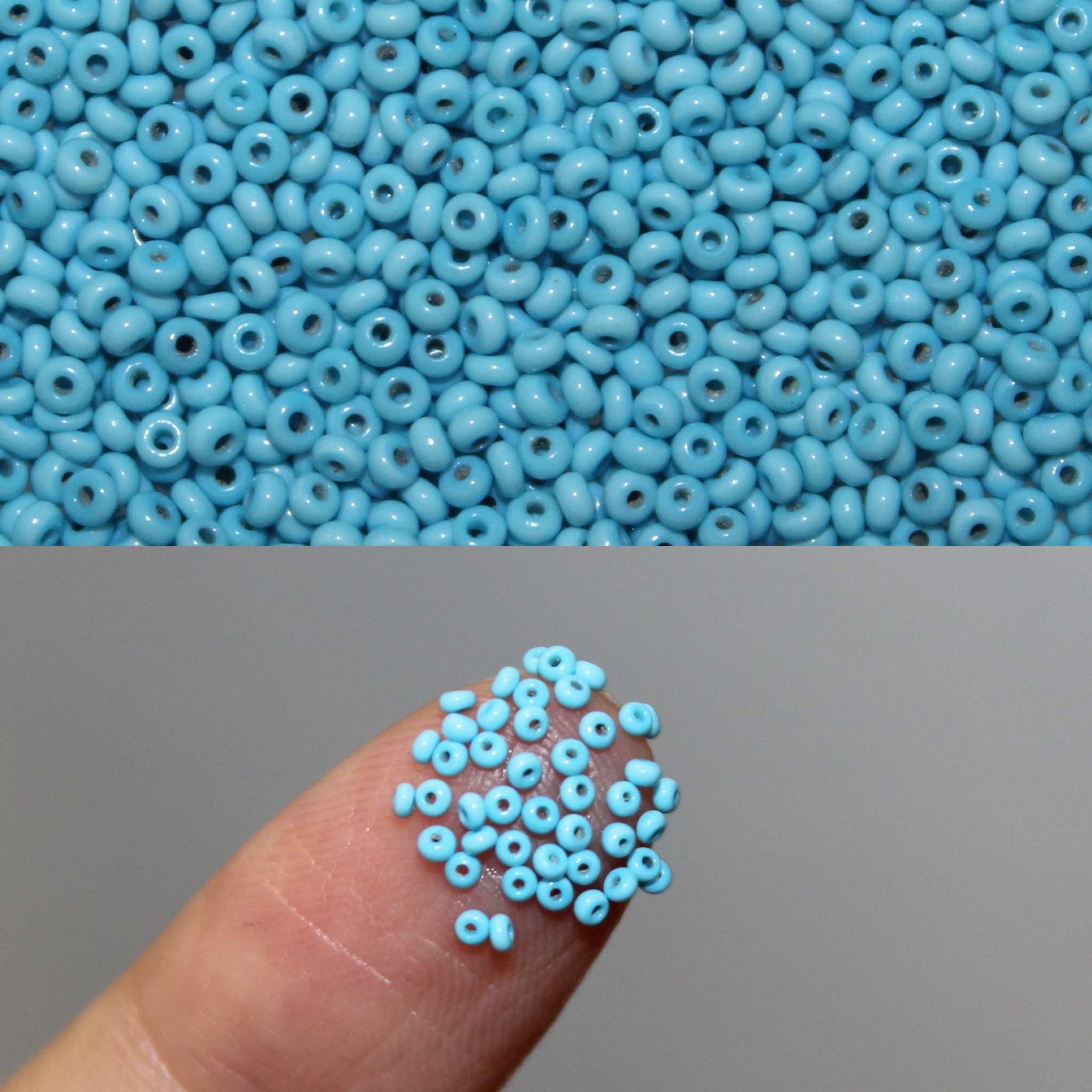15/0 Vintage Micro Opaque Bright Baby Blue 5 grams