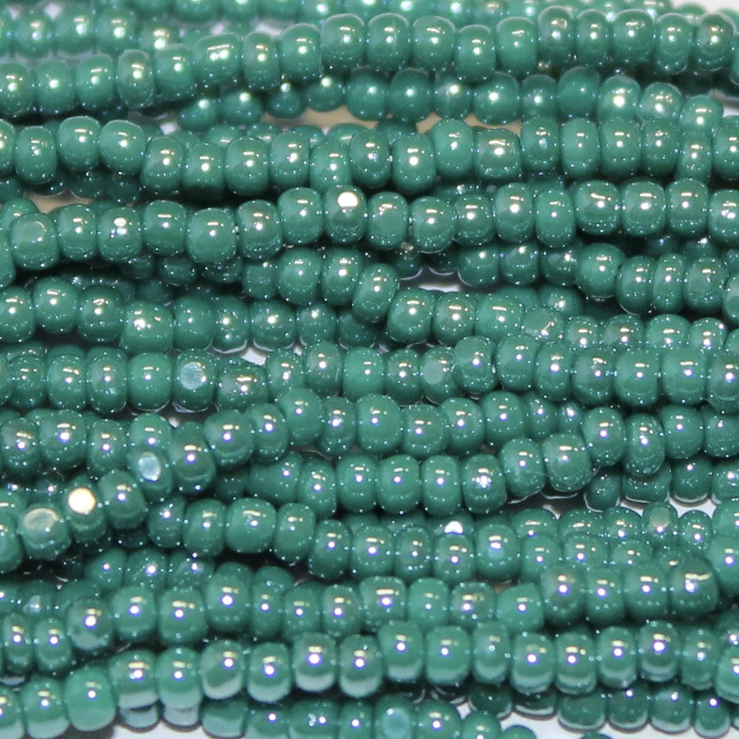 charlotte true cut glass czech seed bead opaque dark green luster