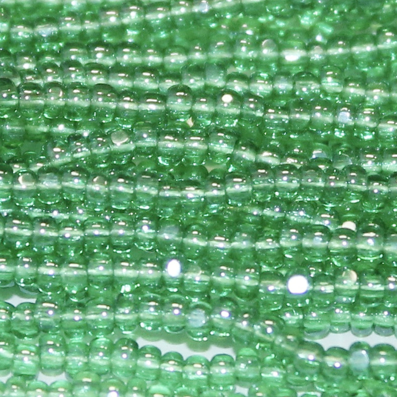 charlotte true cut glass czech seed bead transparent peridot green luster