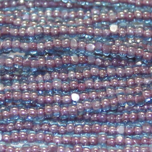 charlotte true cut glass czech seed bead red lined aqua blue