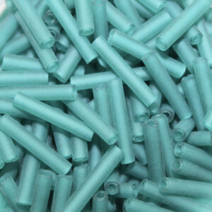 #5 12mm Czech Preciosa Glass Bugle Bead Frosted Transparent Emerald Zircon Green
