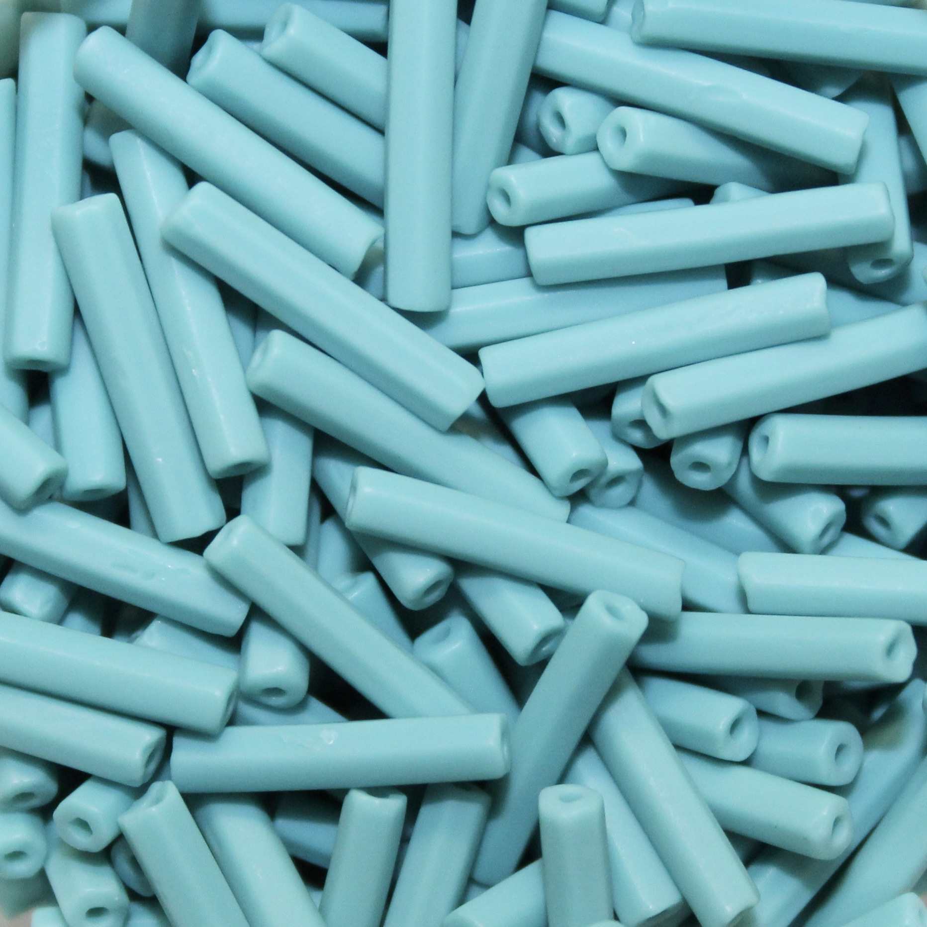 #5 12mm Czech Preciosa Glass Bugle Bead Frosted Opaque Green Turquoise
