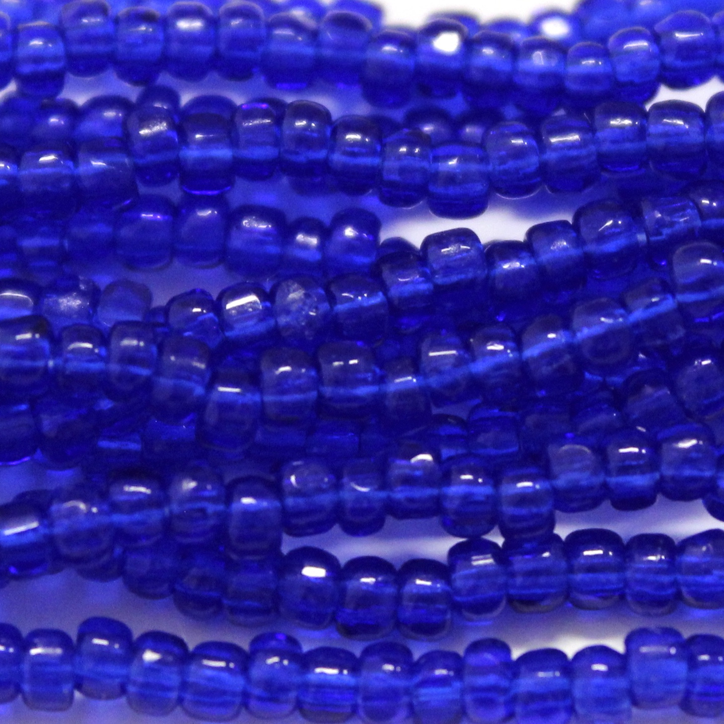 8/0 Charlotte Cut Transparent Dark Sapphire Blue Glass seed beads