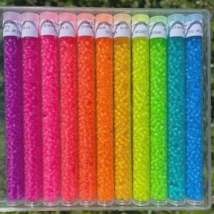Matsuno Japanese glass seed bead frosted neon lined crystal variety pack